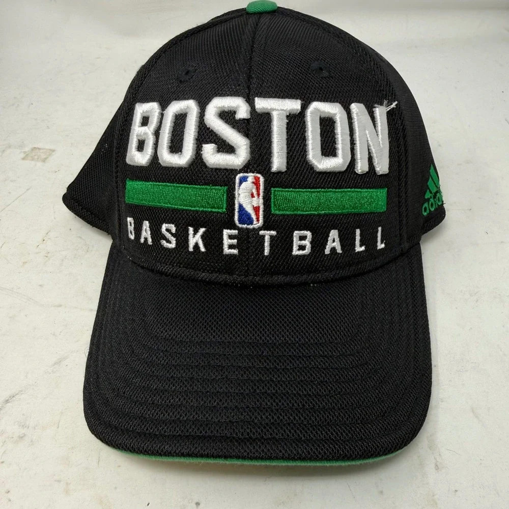 Adidas Boston Celtics NBA Basketball Hat Black Green Mesh FitMax 70 Cap Mens S/M